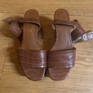 Stone Island Brown Croc-Embossed Women's Sandals